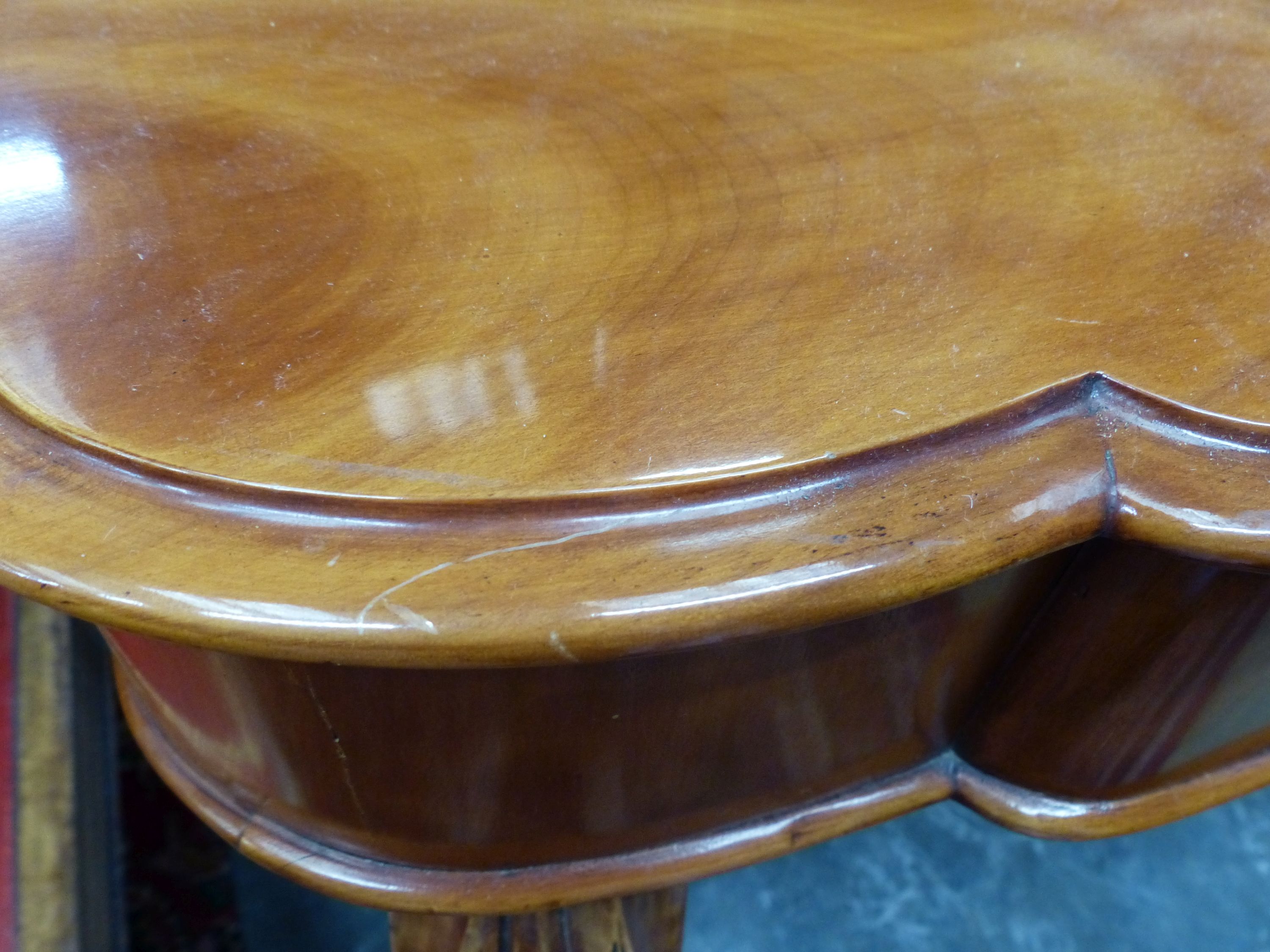 A Victorian satin walnut Duchess dressing table, width 89cm, depth 44cm, height 130cm